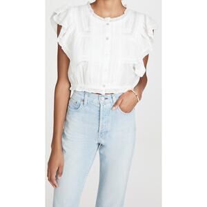 LoveShackFancy Nora Blouse Top - S Antique White
